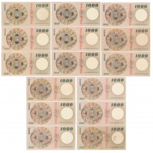1,000 zloty 1965 - A to R (15 pieces).