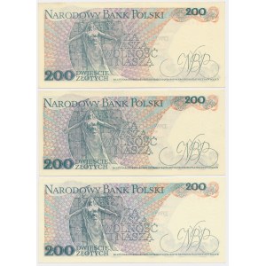 200 złotych 1979 - AZ do BG (3 szt.)