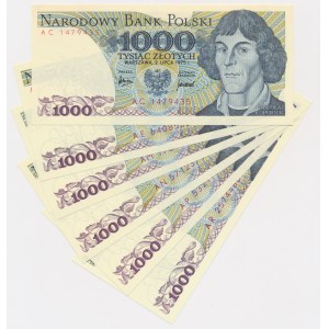 1,000 PLN 1975 - AC to AR (6 pcs.).