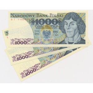 1.000 złotych 1979 - BT, BY, CR (3 szt.)