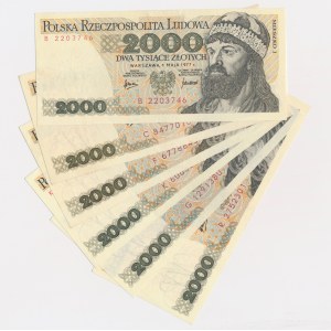 2.000 złotych 1977 - B do R (6 szt.)