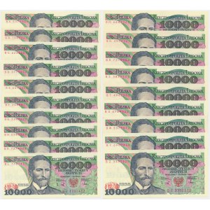 10,000 zlotys 1988 - BA to BZ (19 pieces).