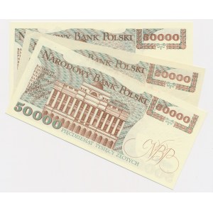 50.000 złotych 1989 - AC, AS, AT (3 szt.)