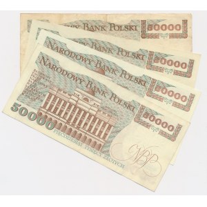 50.000 złotych 1989 - M do BL (4 szt.) - rzadkie serie