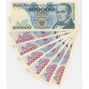 Set, 100,000 zlotys 1990-93 (7 pieces).