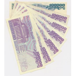 Set, 100,000 zlotys 1990-93 (7 pieces).