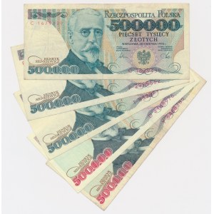 Zestaw, 500.000 złotych 1990-93 (5 szt.) - rzadkie serie