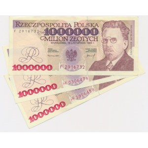 1 milión PLN 1993 - F, H, M (3 jednotky).