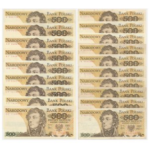 Set, 500 gold 1974-82 (19 pcs.)