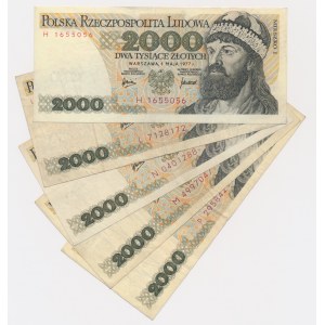 Zestaw, 2.000 złotych 1977 (5 szt.)