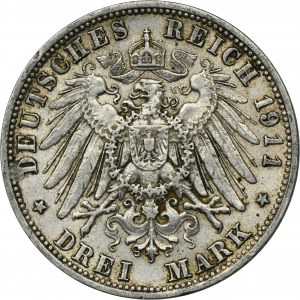 Germany, Bavaria, Otto, 3 Mark Munich 1911 D