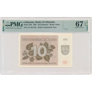 Lithuania, 10 Talonas 1991 - with text - PMG 67 EPQ