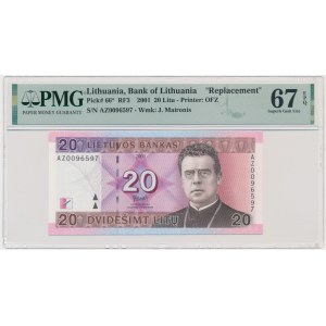 Litva, 20 lithium 2001 - AZ - PMG 67 EPQ - náhradná séria