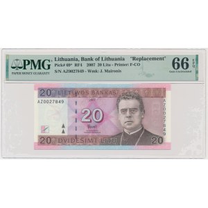 Lithuania, 20 Litu 2007 - AZ - PMG 66 EPQ - replacement