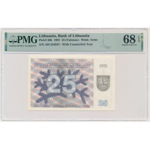 Litva, 25 talonas 1991 - s doložkou - PMG 68 EPQ