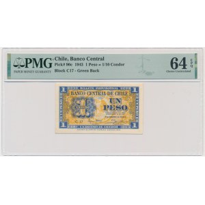 Čile, 1 peso 1943 - PMG 64 EPQ