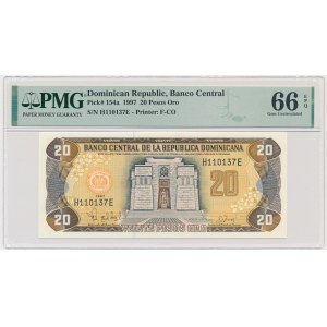 Dominican Republic, 20 Pesos Oro 1997 - PMG 66 EPQ