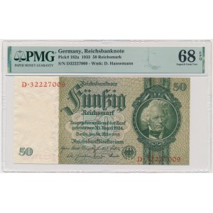 Německo, 50 říšských marek 1933 - PMG 68 EPQ