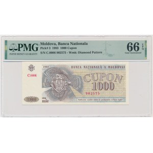 Moldavsko, 1 000 kupónov 1993 - PMG 66 EPQ