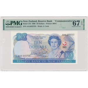 Nový Zéland, 10 USD 1990 - PMG 67 EPQ - pamätný