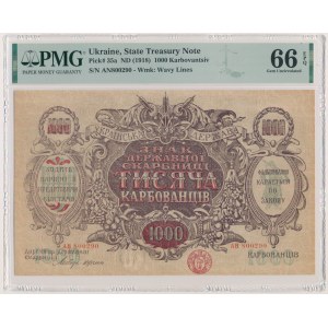 Ukrajina, 1 000 karblovcov (1918) - PMG 66 EPQ