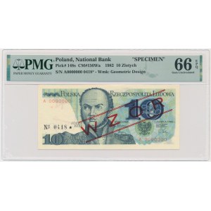10 złotych 1982 - WZÓR - A 0000000 - No.0418 - PMG 66 EPQ