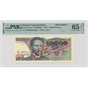 10.000 złotych 1987 - WZÓR - A 0000000 - No. 0651 - PMG 65 EPQ