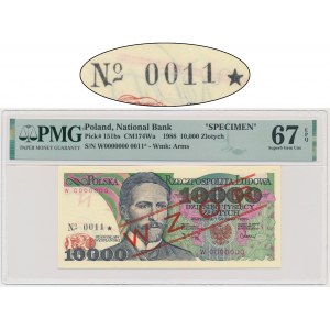 10.000 złotych 1988 - WZÓR - W 0000000 - No. 0011 - PMG 67 EPQ - RZADKI