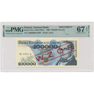 100.000 złotych 1990 - WZÓR - A 0000000 - No. 0388 - PMG 67 EPQ