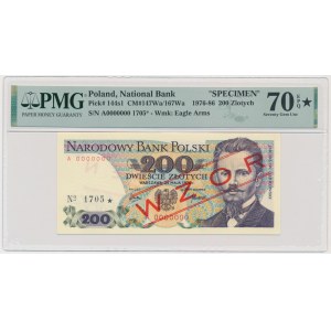 200 złotych 1976 - WZÓR - A 0000000 - No.1705 - PMG 70 EPQ ★
