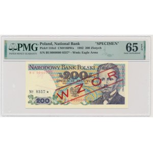 200 złotych 1982 - WZÓR - BU 0000000 - No. 0357 - PMPG 65 EPQ