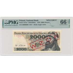 2.000 złotych 1979 - WZÓR - S 0000000 - No.1761 - PMG 66 EPQ
