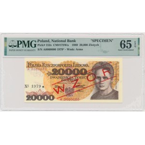 20.000 złotych 1989 - WZÓR - A 0000000 - No.1979 - PMG 65 EPQ