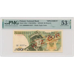 50 złotych 1975 - WZÓR - A 0000000 - No.0355 - PMG 53 EPQ