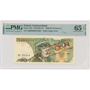 50 złotych 1988 - WZÓR - GB 0000000 - No.0926 - PMG 65 EPQ