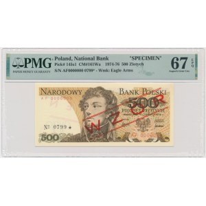 500 złotych 1976 - WZÓR - AF 0000000 - No.0799 - PMG 67 EPQ