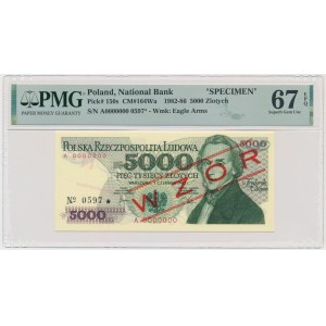 5.000 złotych 1982 - WZÓR - A 0000000 - No. 0597 - PMG 67 EPQ