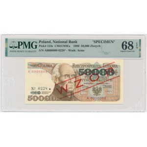 50.000 złotych 1989 - WZÓR - A 0000000 - No.0228 - PMG 68 EPQ