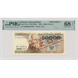 50.000 złotych 1989 - WZÓR - A 0000000 - No.0906 - PMG 68 EPQ