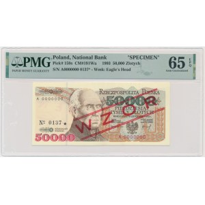 50.000 złotych 1993 - WZÓR - A 0000000 - No.0137 - PMG 65 EPQ