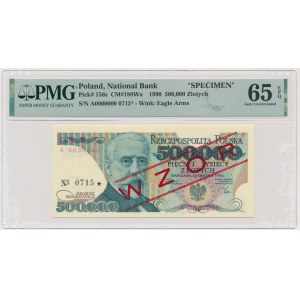 500.000 złotych 1990 - WZÓR - A 0000000 - No.0715 - PMG 65 EPQ