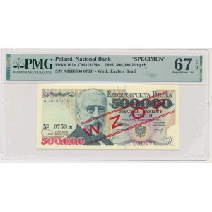 500 000 zlotých 1993 - MODEL - A 0000000 - č. 0753 - PMG 67 EPQ