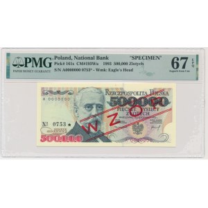 500.000 złotych 1993 - WZÓR - A 0000000 - No.0753 - PMG 67 EPQ