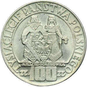 100 złotych 1966 Mieszko i Dąbrówka - zanikający podpis projektanta