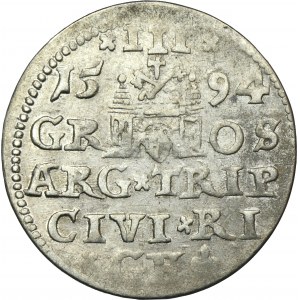 Sigismund III Vasa, 3 Groschen Riga 1594 - LIV