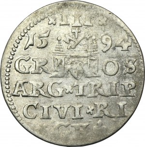 Zygmunt III Waza, Trojak Ryga 1594 - LIV