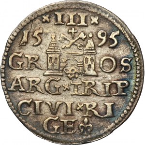 Sigismund III Vasa, 3 Groschen Riga 1595 - LI