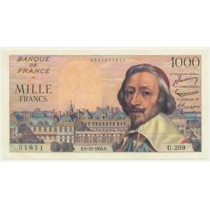 Francúzsko, 1 000 frankov 1955 - Richelieu