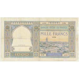 Maroko, 1 000 franků 1938