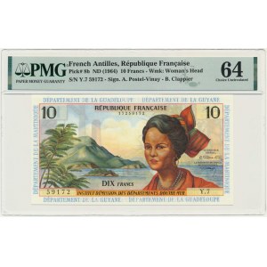 Francouzské Antily, 10 franků (1964) - PMG 64
